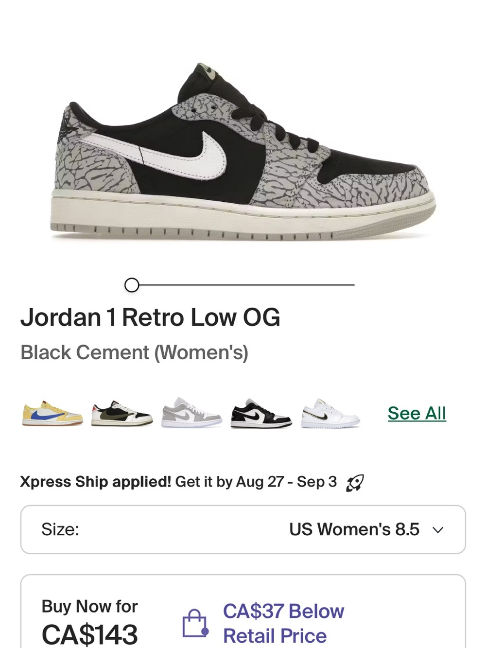 Jordan 1 Retro Low OG - Black, Grey, White
